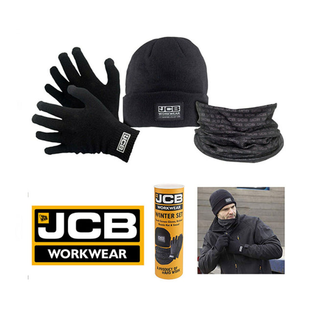 JCB Winter Tube Set - Gloves, Hat & Snood Black
