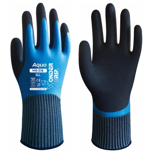 Wonder Grip WG-318 AQUA - Latex Palm - Water Resistant Grip Gloves