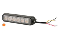 Warning light LED, 18W, 12-24V, amber, bolt on, 128x28x19mm, 6 LED's