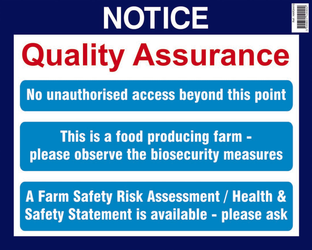 Risk Assessment Notice (Bord Bia approved)