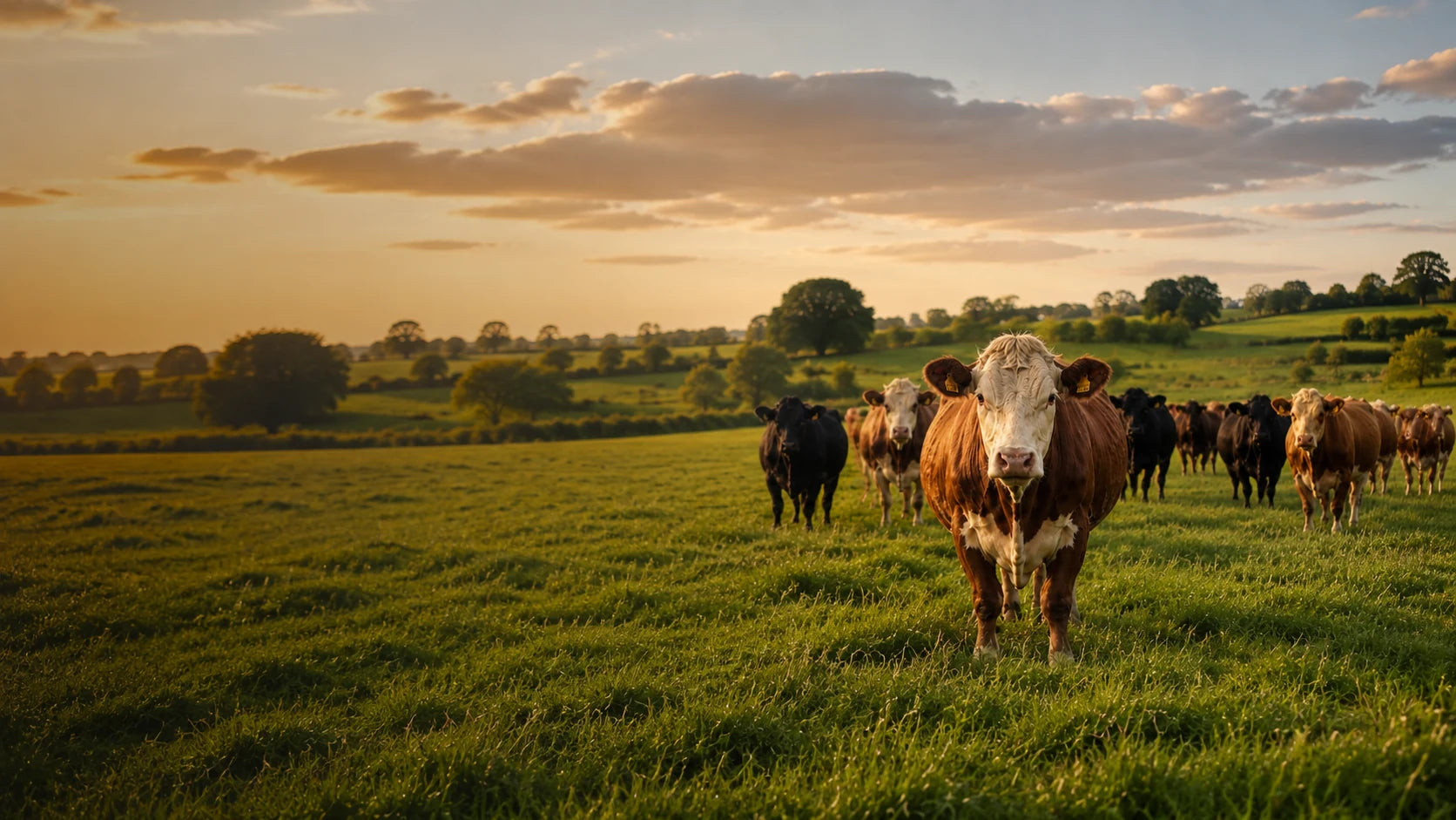 Cattle grazing in a green Irish field