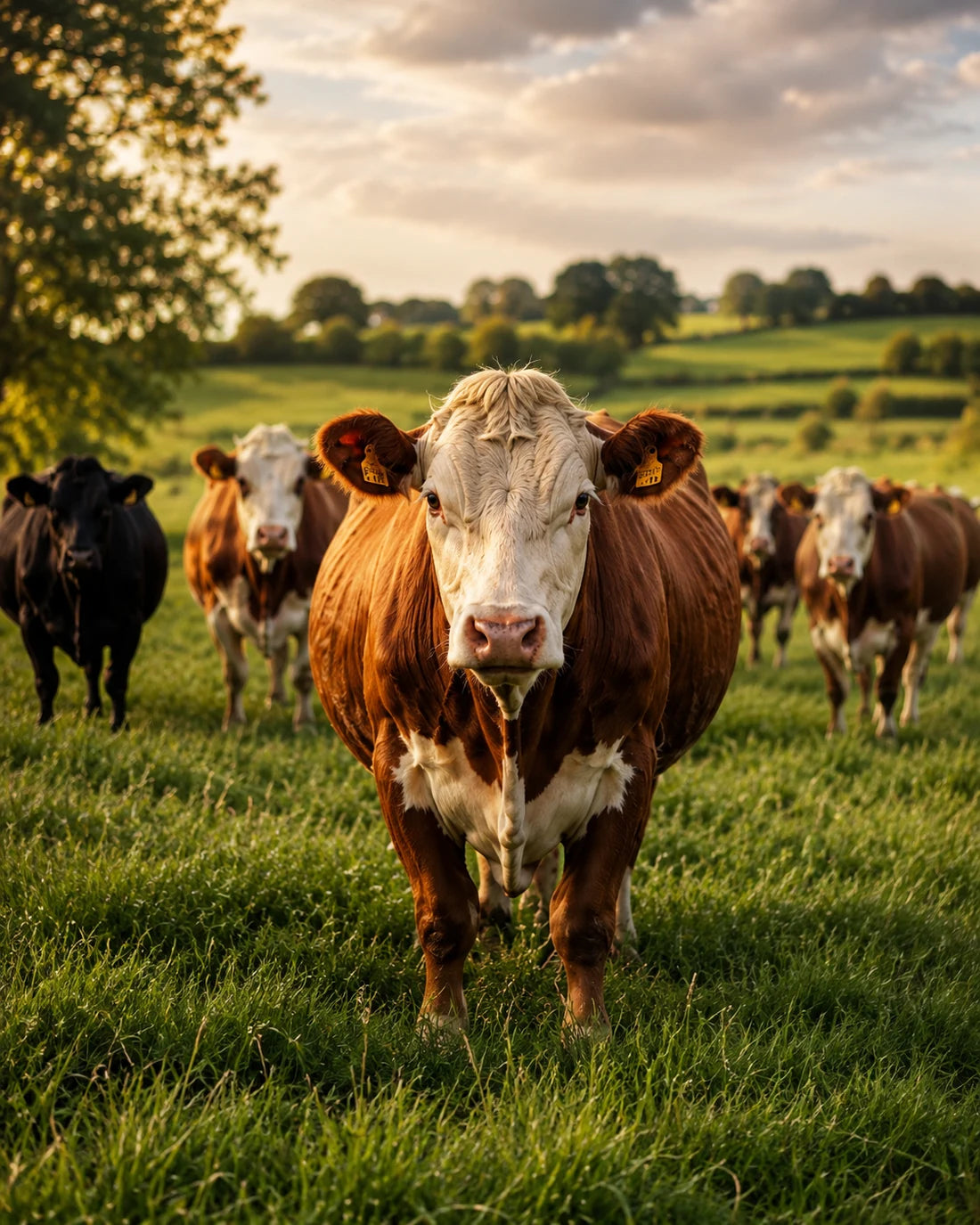 Cattle grazing in a green Irish field